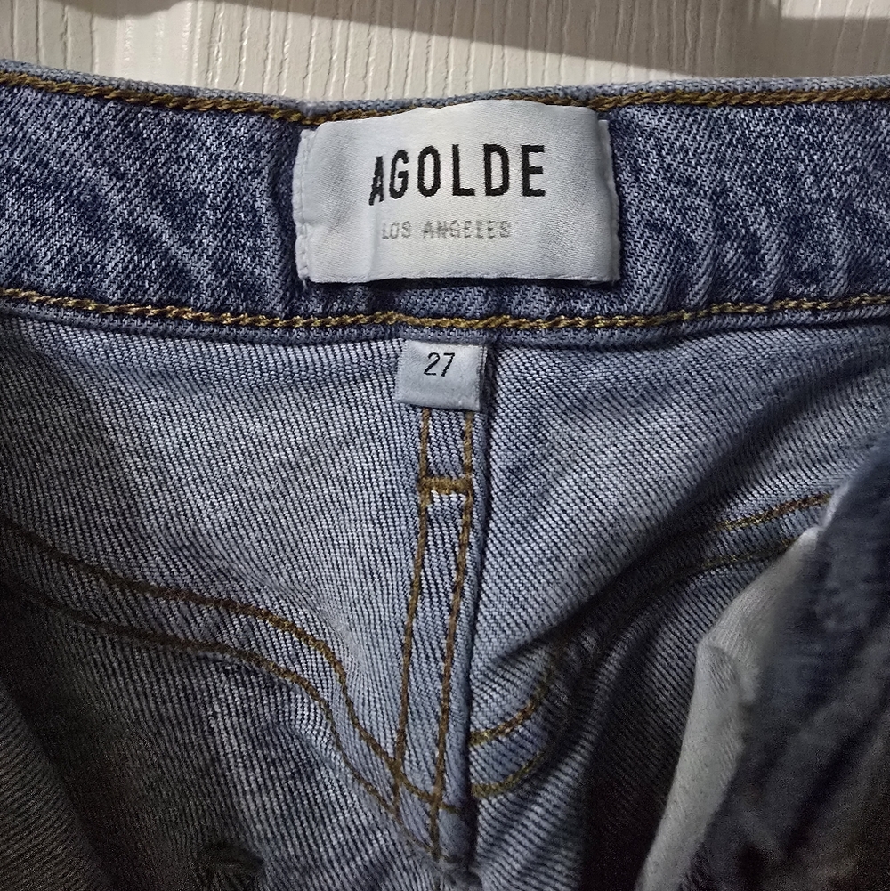 AGOLDE Riley High Rise Straight Crop, Button-Fly, Medium Destructed Wash, EUC! - Picture 11 of 13